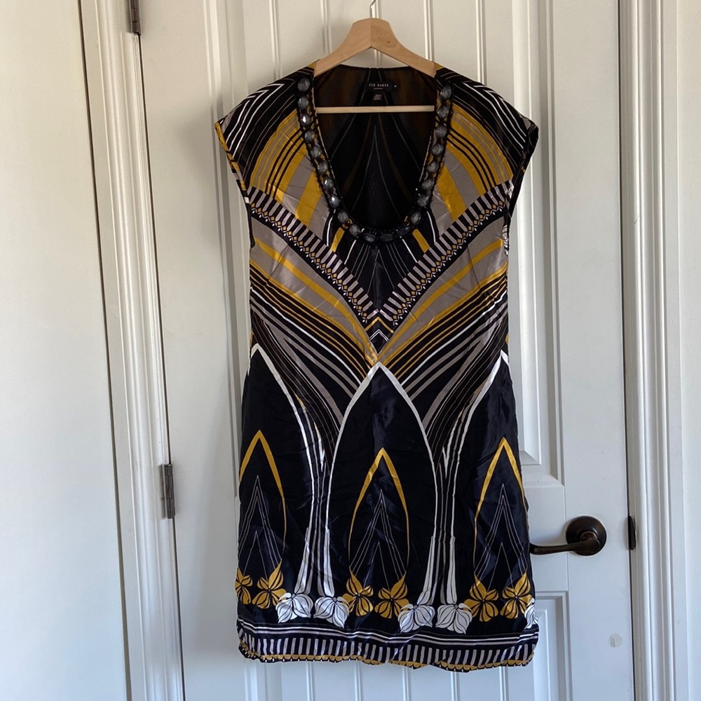 Ted Baker London Art Deco silk shift dress